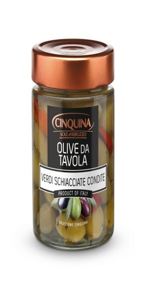 Olive da tavola, grün, gedrückt und gewürzt 320g | Cinquina