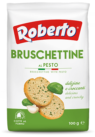 Bruschettine mit Pesto mit Knoblauch und Basilikum 100g | Roberto Grissini