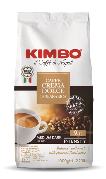 Caffe Crema DOLCE100%ARABICA ganze Bohnen 1kg | Kimbo