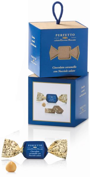 Perfetto Cioccolato Würfelbox Karamell & gesalzenen Haselnüssen 100g | Antica Torroneria Piemontese