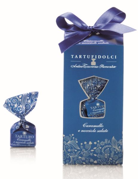Tartufo Box Karamell & gesalzenen Haselnüssen 160g personalisierbar/ Antica Torroneria Piemontese