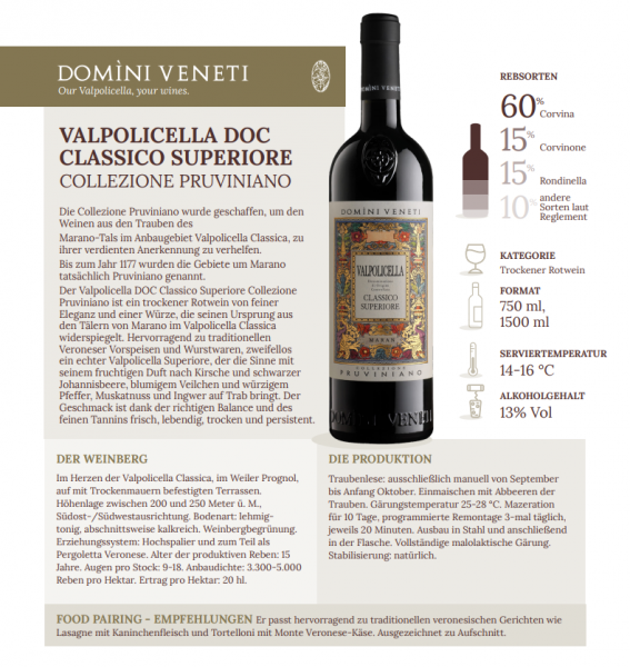 Valpolicella DOC Classico Superiore Collezione Pruviniano Holzbox 1,5l 13% - 2016 | Domini Veneti