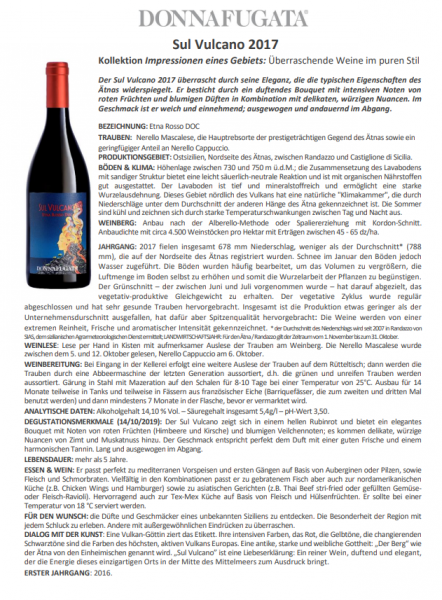 Sul Vulcano Etna Rosso DOC 0,75l 14% - 2017 | Donnafugata