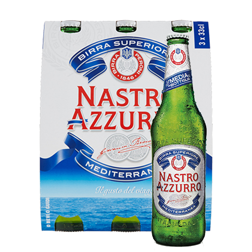 Birra Bier Mediterranea 3 x 0,33 Liter | Nastro Azzurro