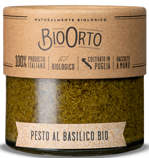 Pesto mit Basilikum ohne Knoblauch BIO 180g | BioOrto