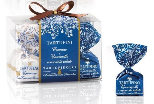 Tartufini Dolci Box mix Cremino, Karamel und gesalzenen Haselnüssen 63g | Antica Torroneria Piemonte
