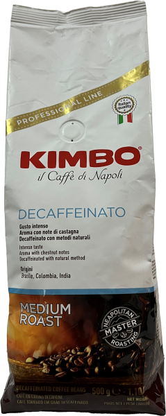 Caffe Decaffeinato ohne Koffein ganze Bohnen 500g | Kimbo