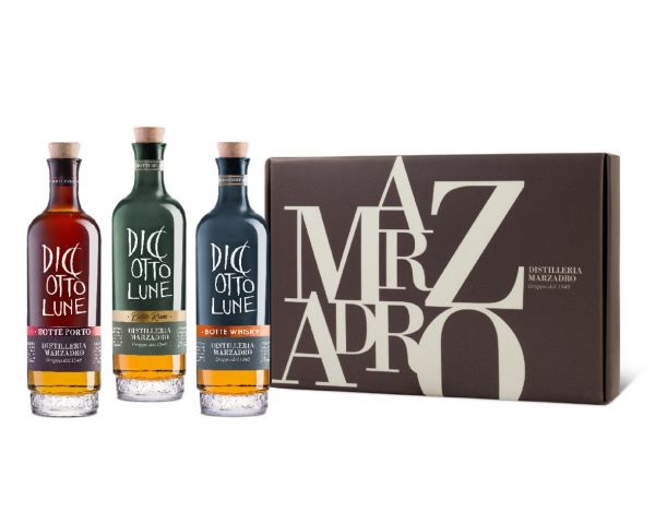 Grappa Geschenkset Porto,Rum,Whisky mit 3 Flaschen je 20 cl / Marzadro